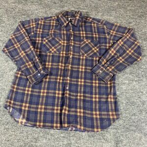 Big Mac Shirt Mens XL Tall Blue Flannel Button Up Collared Grunge Outdoor 90s